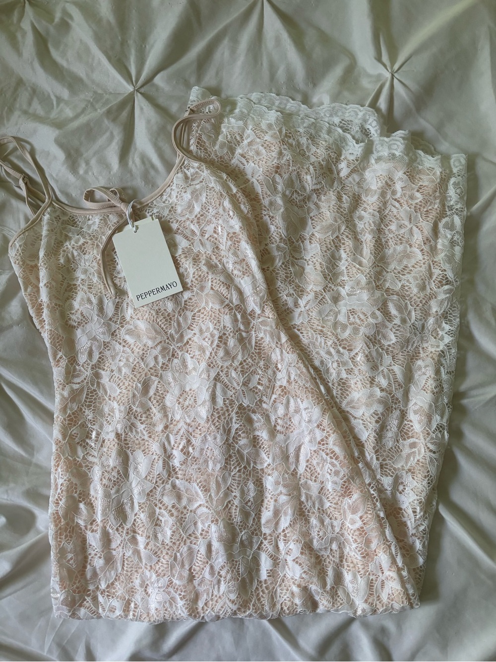 Peppermayo Blush and White Lace Chemise